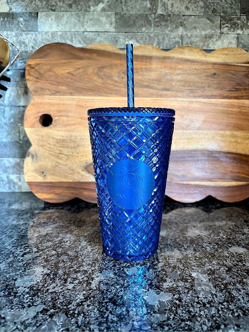 Starbucks 2022 Dark Blue Jeweled Cold Cup Tumbler